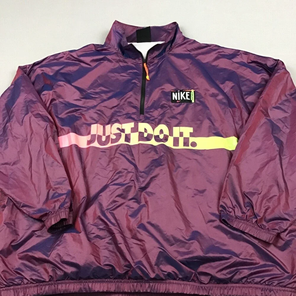 Nike Golf Jacket Men Extra Large Purple Iridescent 1/4 Zip Just Do It Patch XL